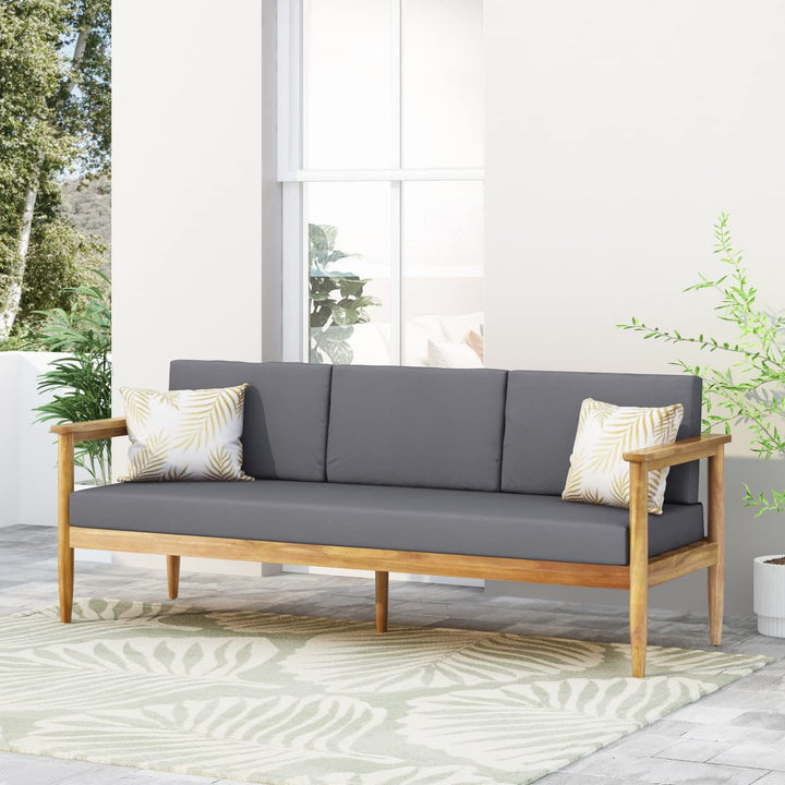 Christopher Knight Home Sofa Dark Gray + Teak - Diamond Home USA