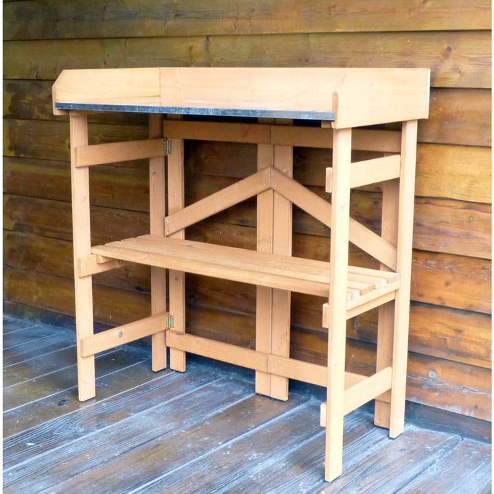 Merry Garden Folding Utility Table & Potting Bench Natural Stained - Diamond Home USA