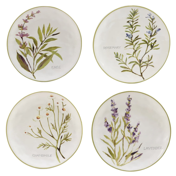 Fresh Herbs 16-piece Dinnerware Set Service For 4 Green Multi Color Off/White