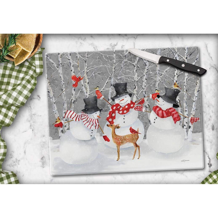 Glass Cutting Board Counter Saver 12"x15" Snow Day Multi Color - Diamond Home USA