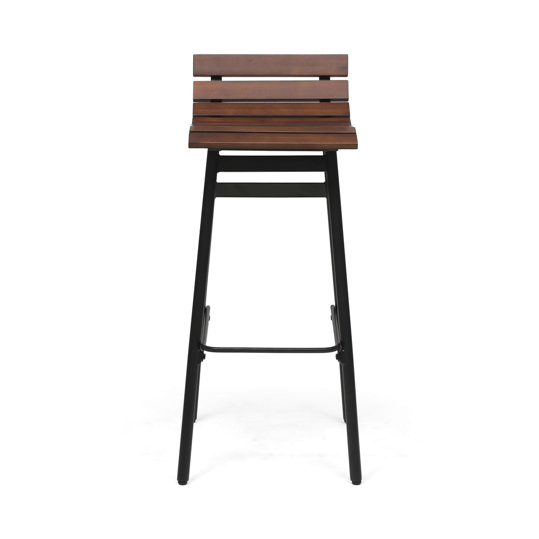 35" Wooden Barstool (Set of 2) by - Dark Brown Black Grey Industrial Iron Wood - Diamond Home USA