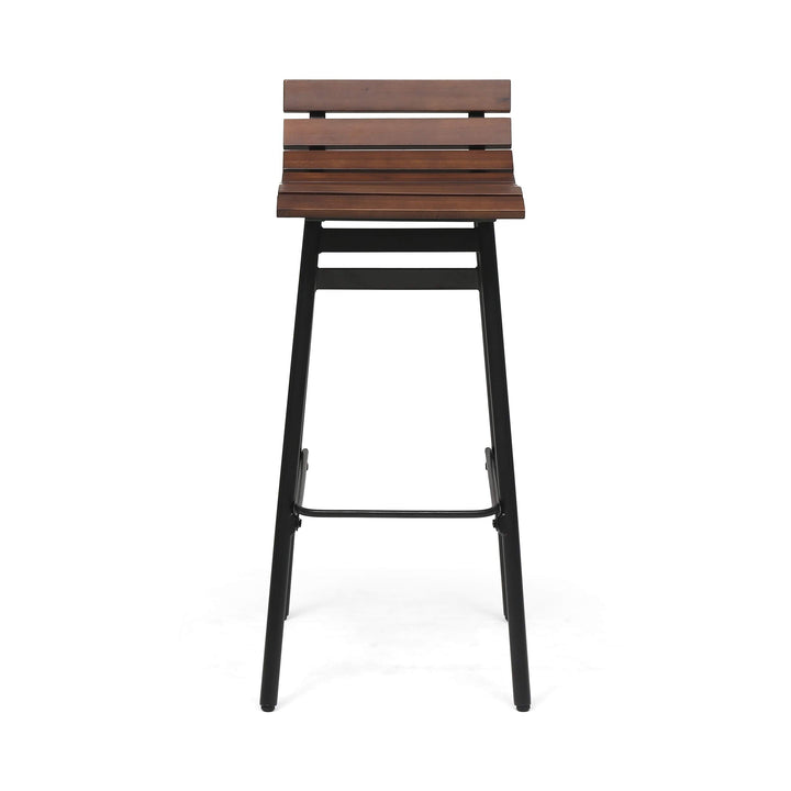 35" Wooden Barstool (Set of 2) by - Dark Brown Black Grey Industrial Iron Wood - Diamond Home USA