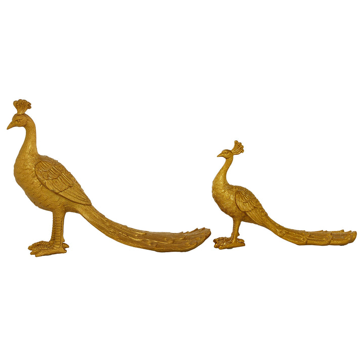 Gold Resin Peacocks Set of 2 14 X 4 11 - Diamond Home USA