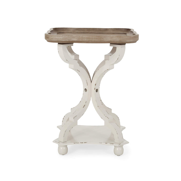 Christopher Knight Home Eudora French Country Accent Table with Square Top Natural + Distressed White - Diamond Home USA