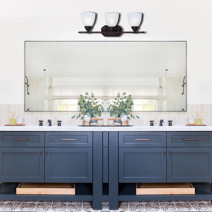 AA Warehousing L6433-3ORB-W 3 Light Bathroom Vanity Fixture Oil Rubbed Bronze - Diamond Home USA