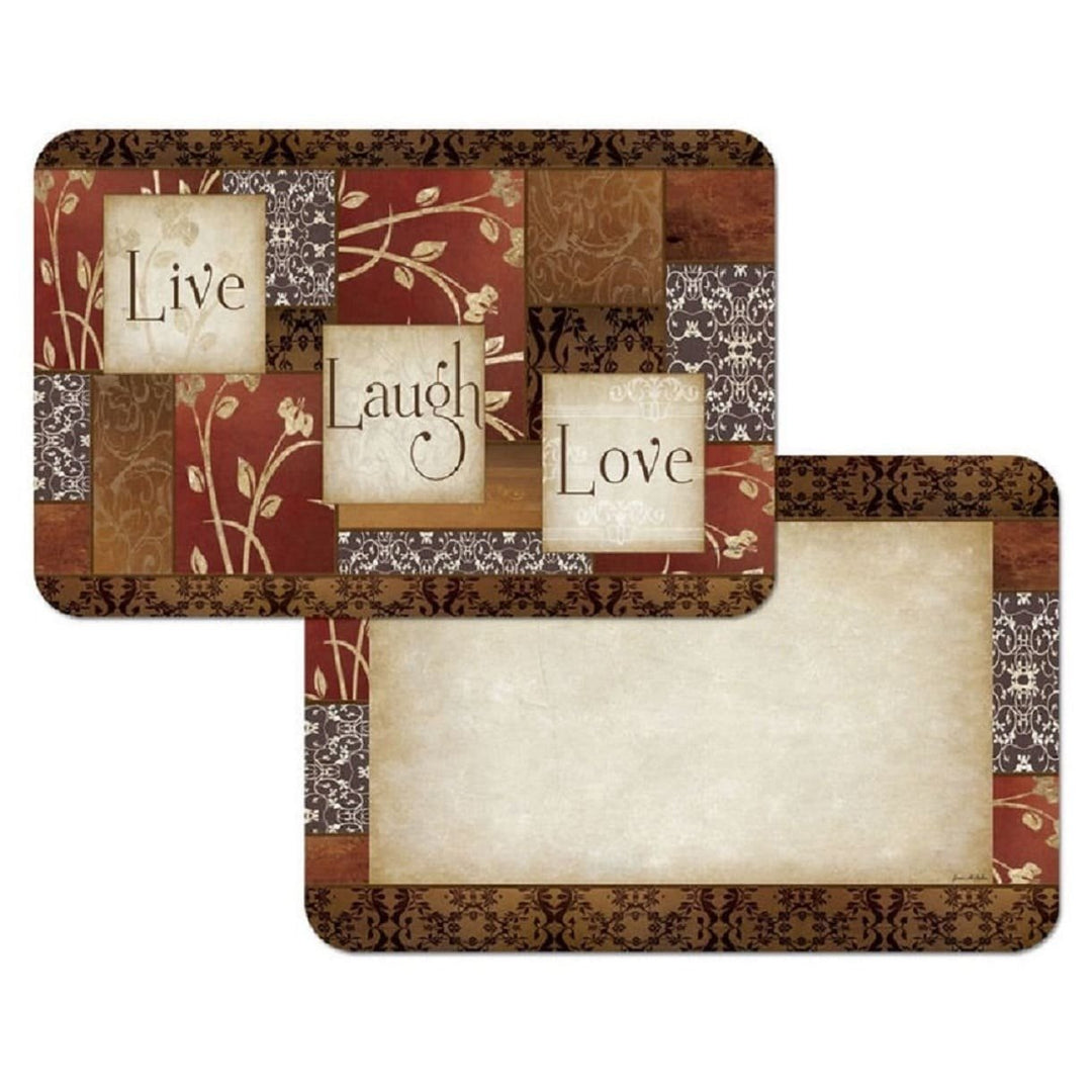 4 Piece Multi Block Patchwork Motif Pattern Placemats Set Elegant Sayings - Diamond Home USA