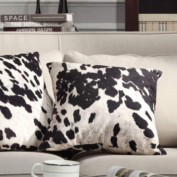 DS 2 Piece Black White Cow Theme Decorative Throw Pillows Set 18-Inch - Diamond Home USA