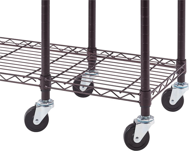 TRINITY Rolling Garment Rack With Shelves And Storage Hooks For Clothing Storage Dark Bronze - Diamond Home USA