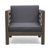 Great Deal Furniture Outdoor Acacia Wood Club Chair with Cushion Gray Finish and Gray Finish + Dark Gray Cushion