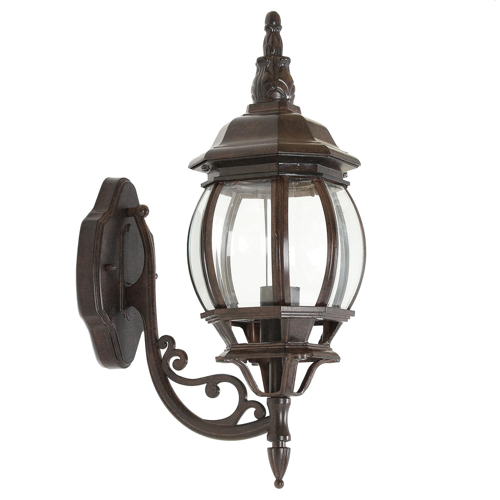Aged Copper Finish Metal Outdoor Wall Sconce Light Brown Traditional Glass - Diamond Home USA
