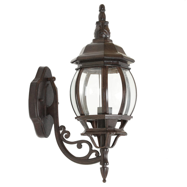 Aged Copper Finish Metal Outdoor Wall Sconce Light Brown Traditional Glass - Diamond Home USA