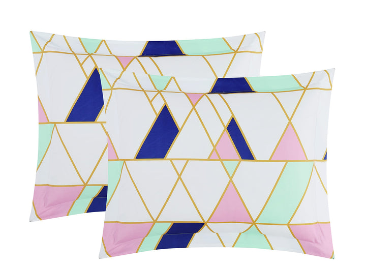 Style 212 Geo Collection 7 Piece Bed in a Bag - Queen Pink/Blue - Diamond Home USA