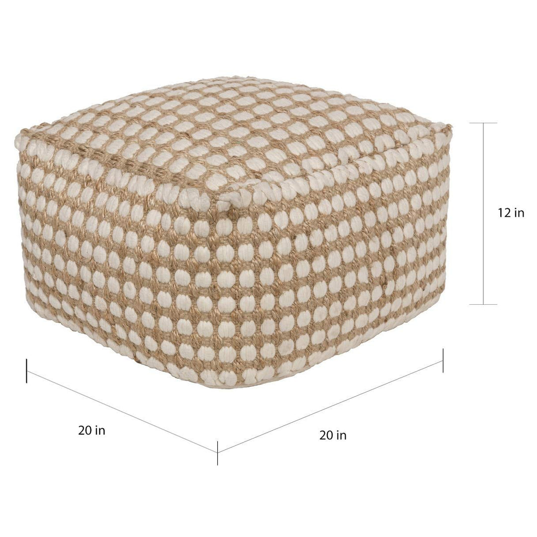 Large Jute Ottoman own Farmhouse Stripe Textured Squared Pouf White Natural - Diamond Home USA