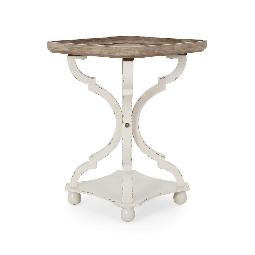 Christopher Knight Home Eudora French Country Accent Table with Square Top Natural + Distressed White - Diamond Home USA