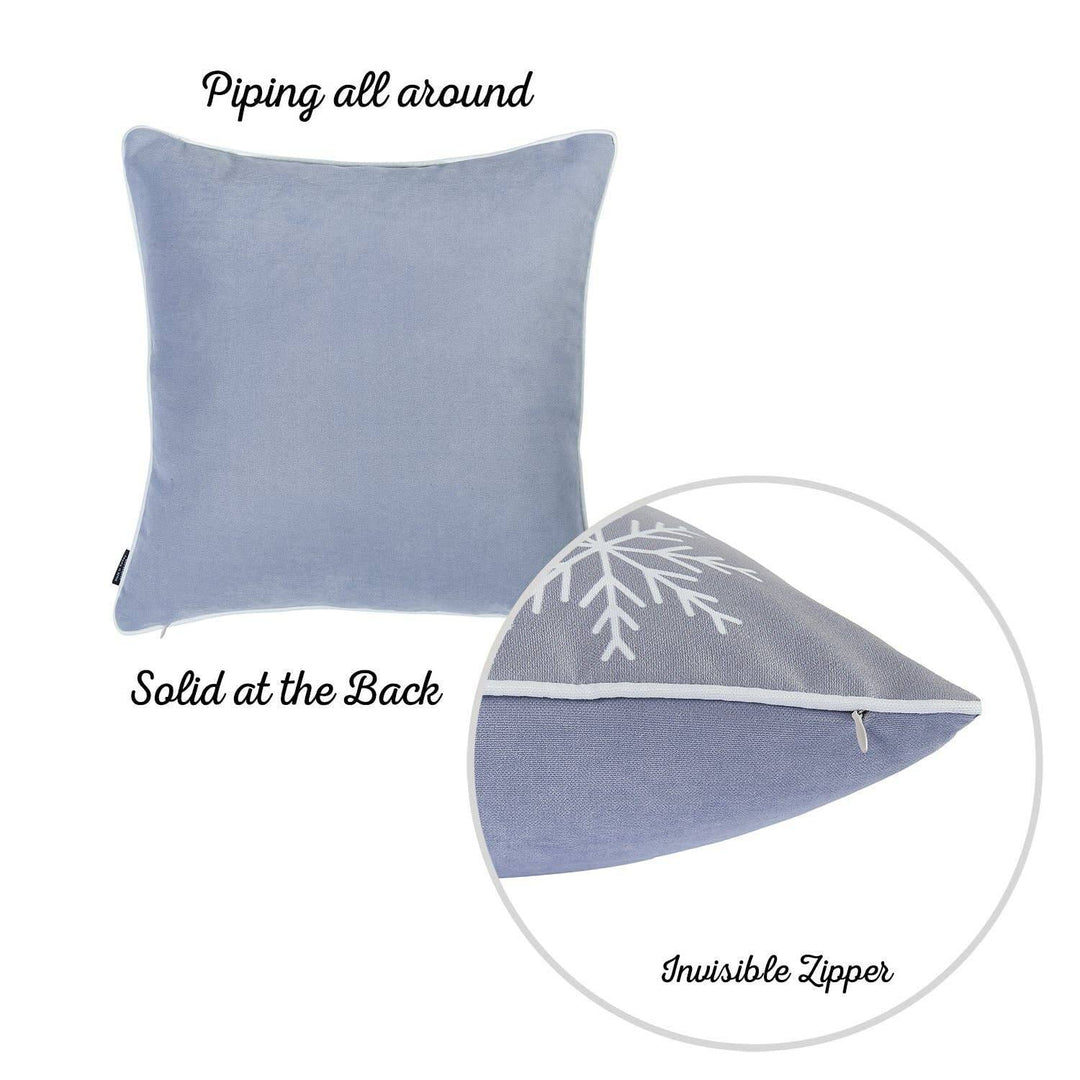 Christmas Snowflakes Throw Pillow Covers Insert (Set of 4) Grey Graphic Print - Diamond Home USA