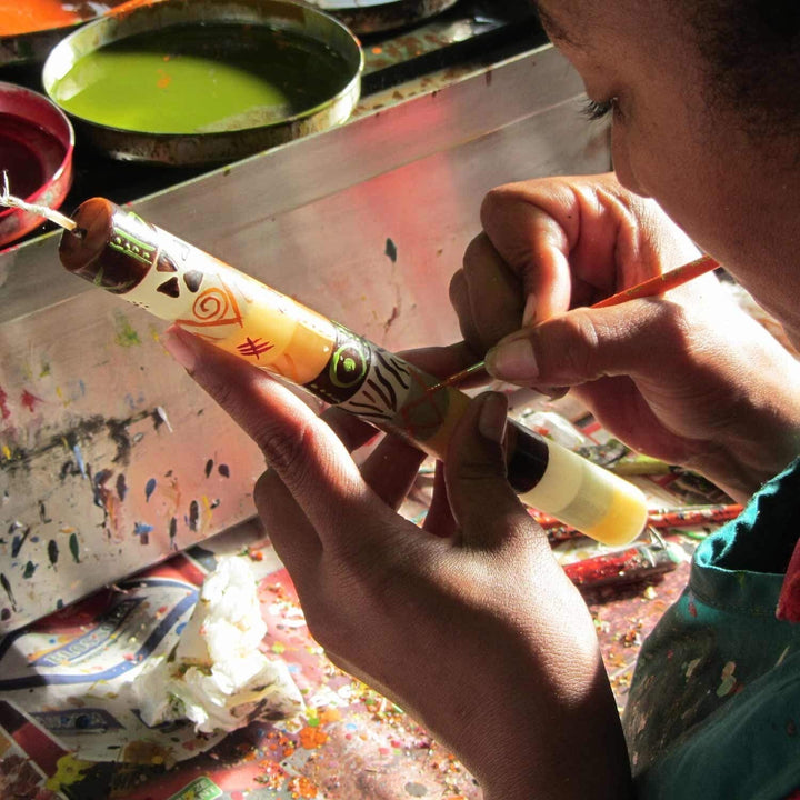 Handmade Taper Candles with Design (Set of 3) (South Africa) Multi Color