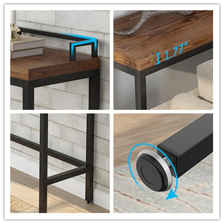 Durx-litecrete Console Table Sofa Behind Couch Hallway Entrance Brown Industrial - Diamond Home USA