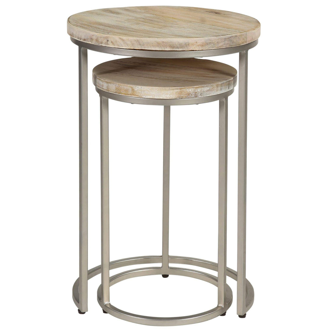 Natural Nesting End Table 2-Piece Set Wood 16 X 24 in Modern Contemporary Round - Diamond Home USA