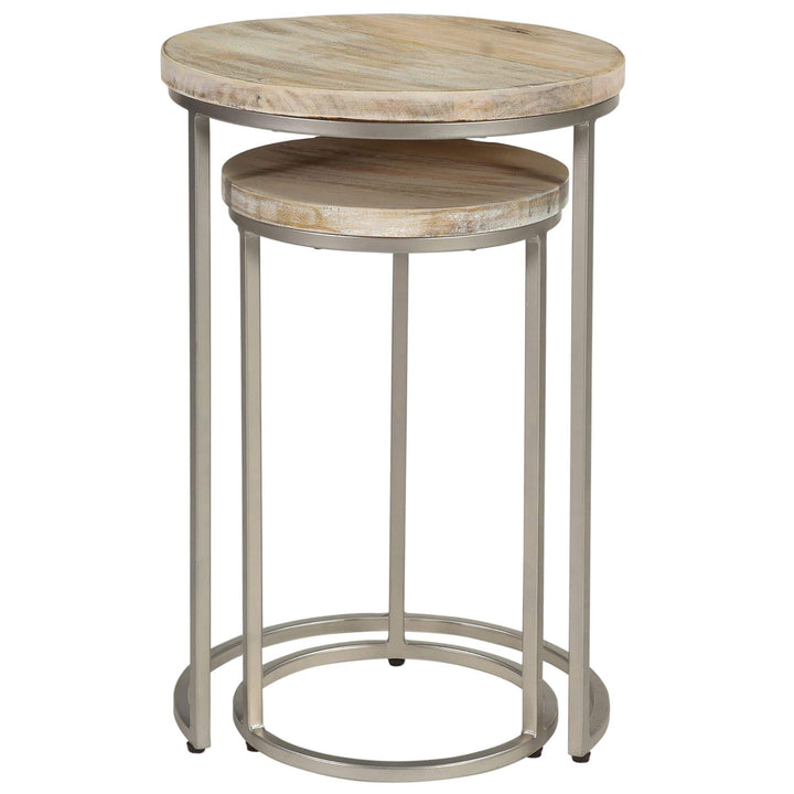 Natural Nesting End Table 2-Piece Set Wood 16 X 24 in Modern Contemporary Round - Diamond Home USA
