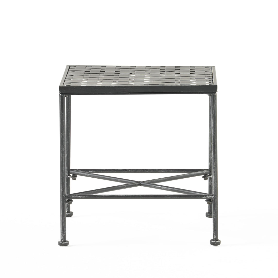 Christopher Knight Home Petra Iron End Table Black Brush Silver - Diamond Home USA