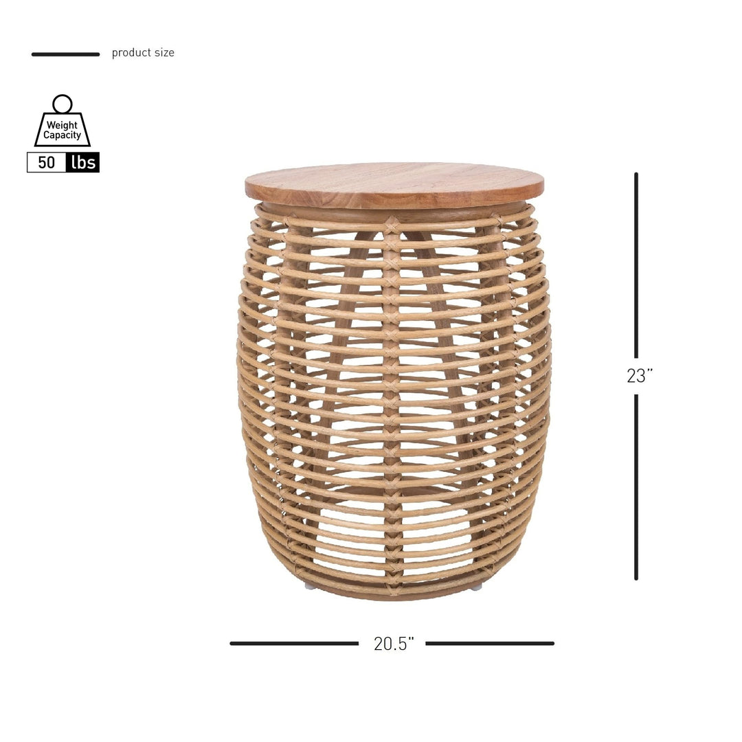 New Pacific Direct Iris Round Rattan End Table Honey Brown - Diamond Home USA