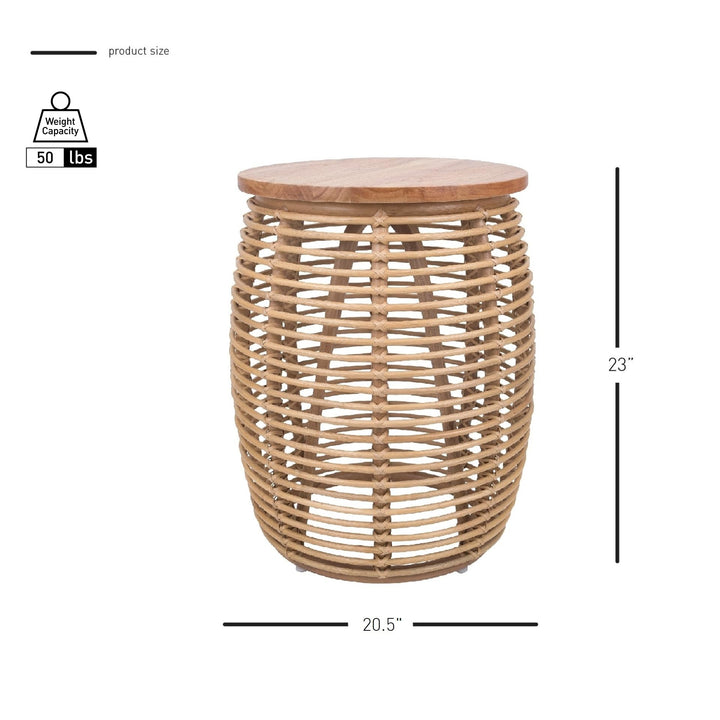 New Pacific Direct Iris Round Rattan End Table Honey Brown - Diamond Home USA
