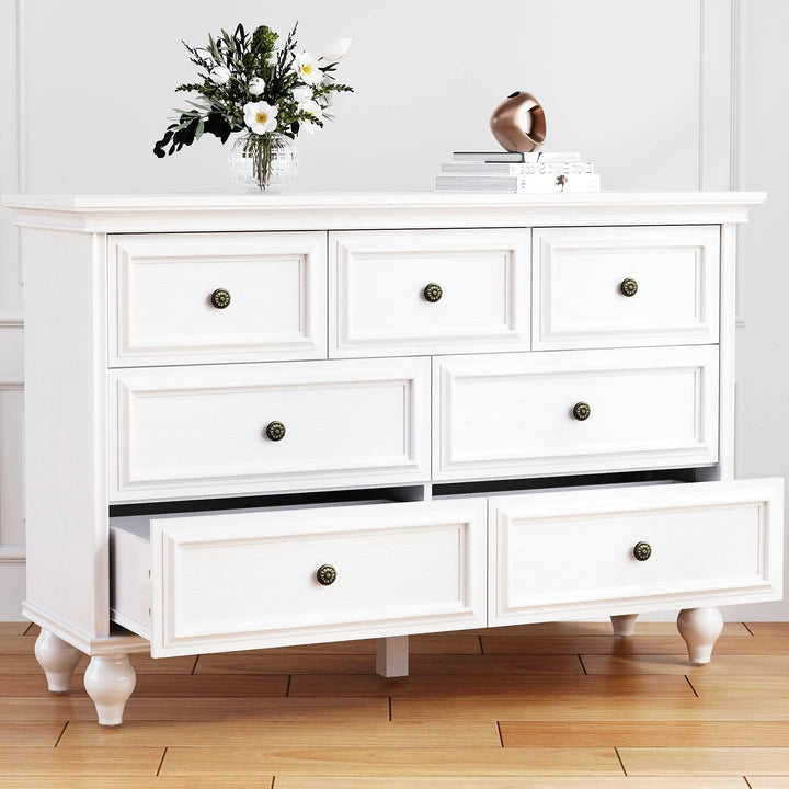 Dresser with 7 Drawers White Modern Contemporary Wood Natural Finish - Diamond Home USA