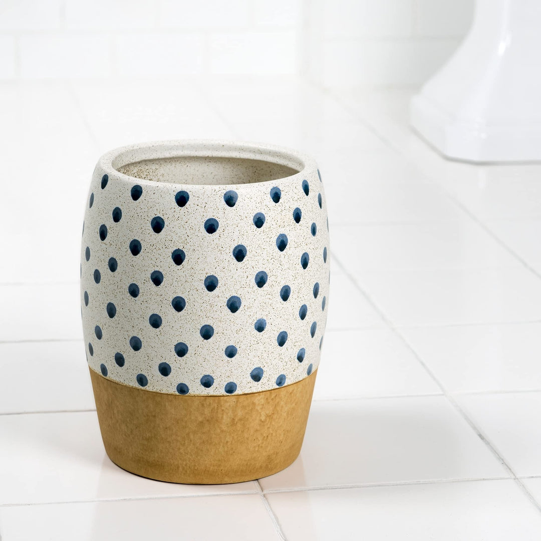 Farmhouse Dot Wastebasket Off/White Ceramic - Diamond Home USA