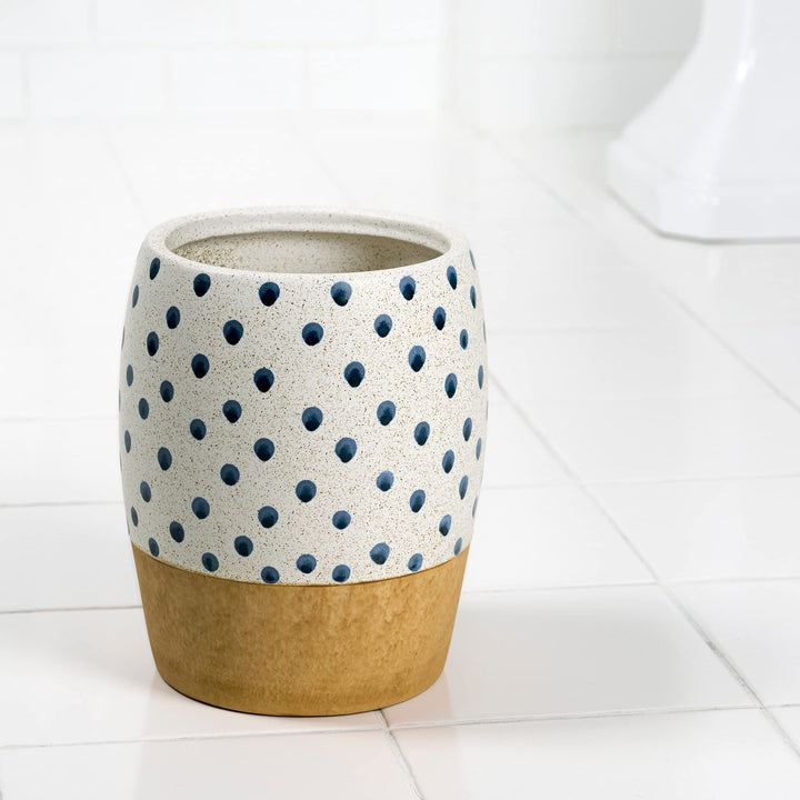 Farmhouse Dot Wastebasket Off/White Ceramic - Diamond Home USA