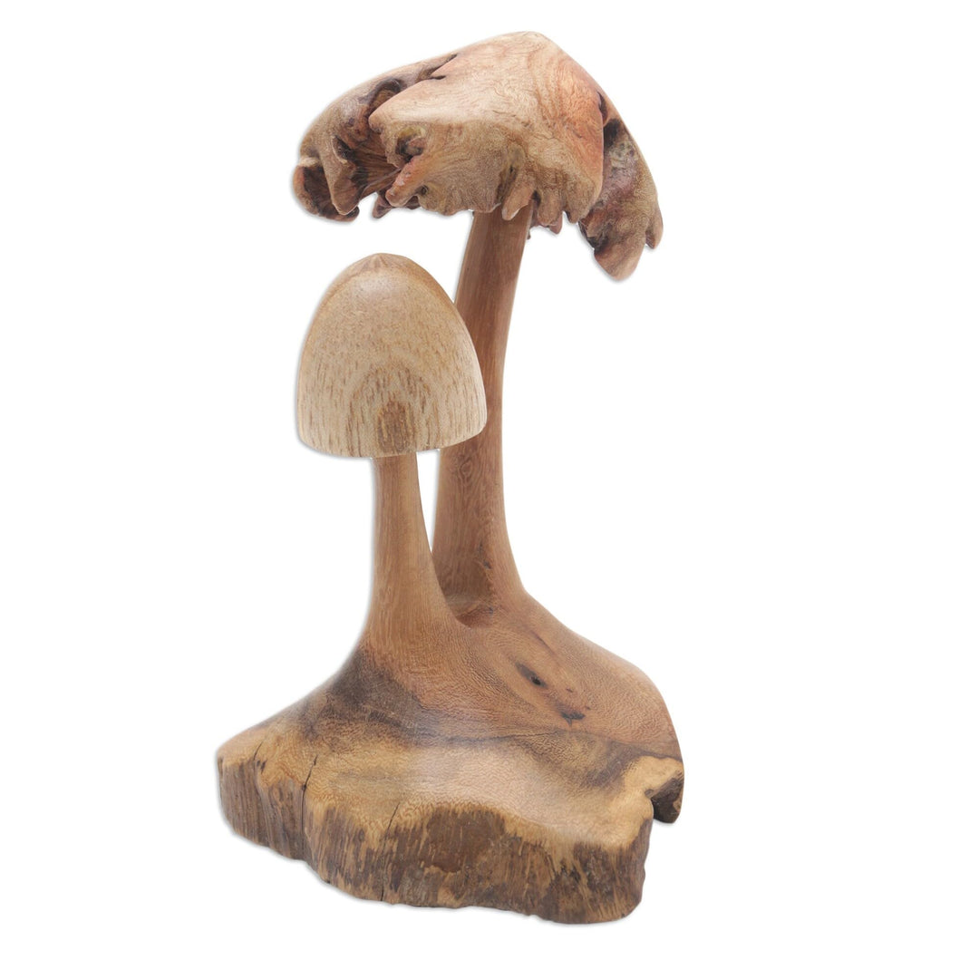 Handmade Mushroom Forest Wood Sculpture Brown Antique - Diamond Home USA