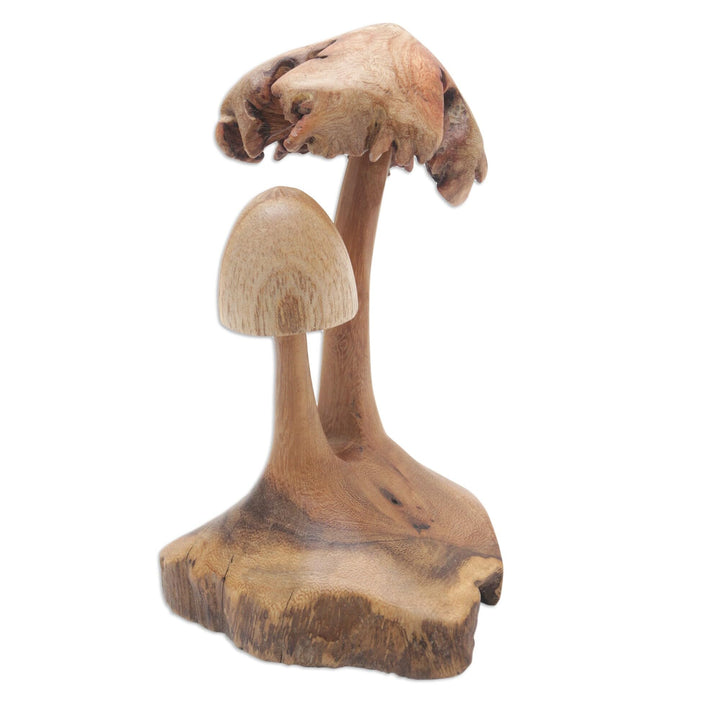 Handmade Mushroom Forest Wood Sculpture Brown Antique - Diamond Home USA