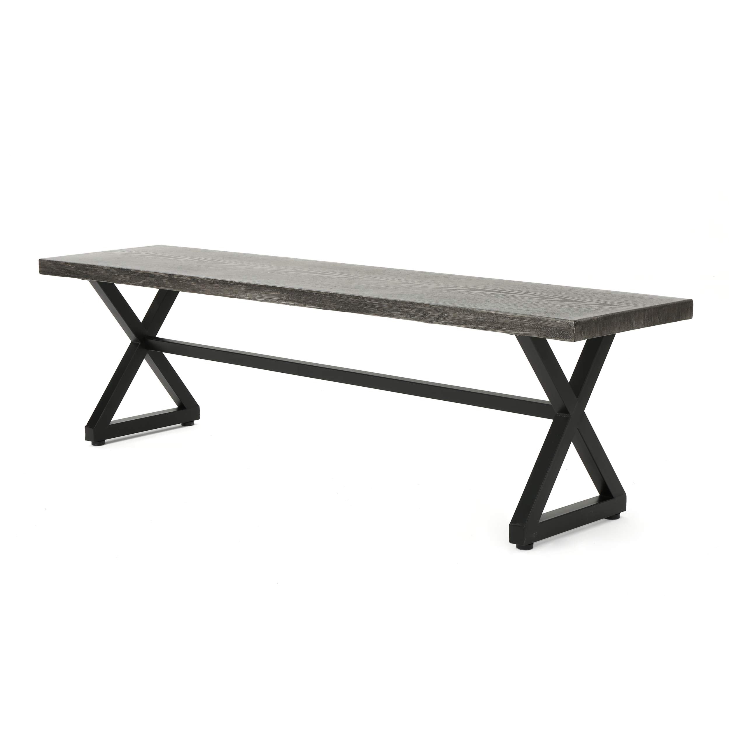 Christopher Knight Home Rolando Outdoor Aluminum Dining Bench with Steel Frame - Thumbnail 2