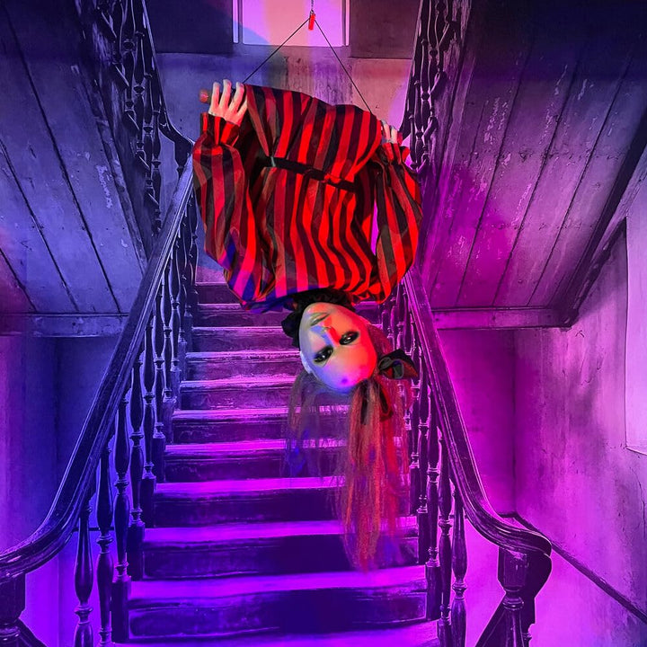 Haunted Hill Farm Upside-Down Zombie Woman Animatronic with Trapeze Sound and - Diamond Home USA
