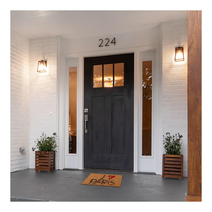 Sheltered Coconut Door Mat Printed Paris Eiffel 24x16 Natural French Country - Diamond Home USA