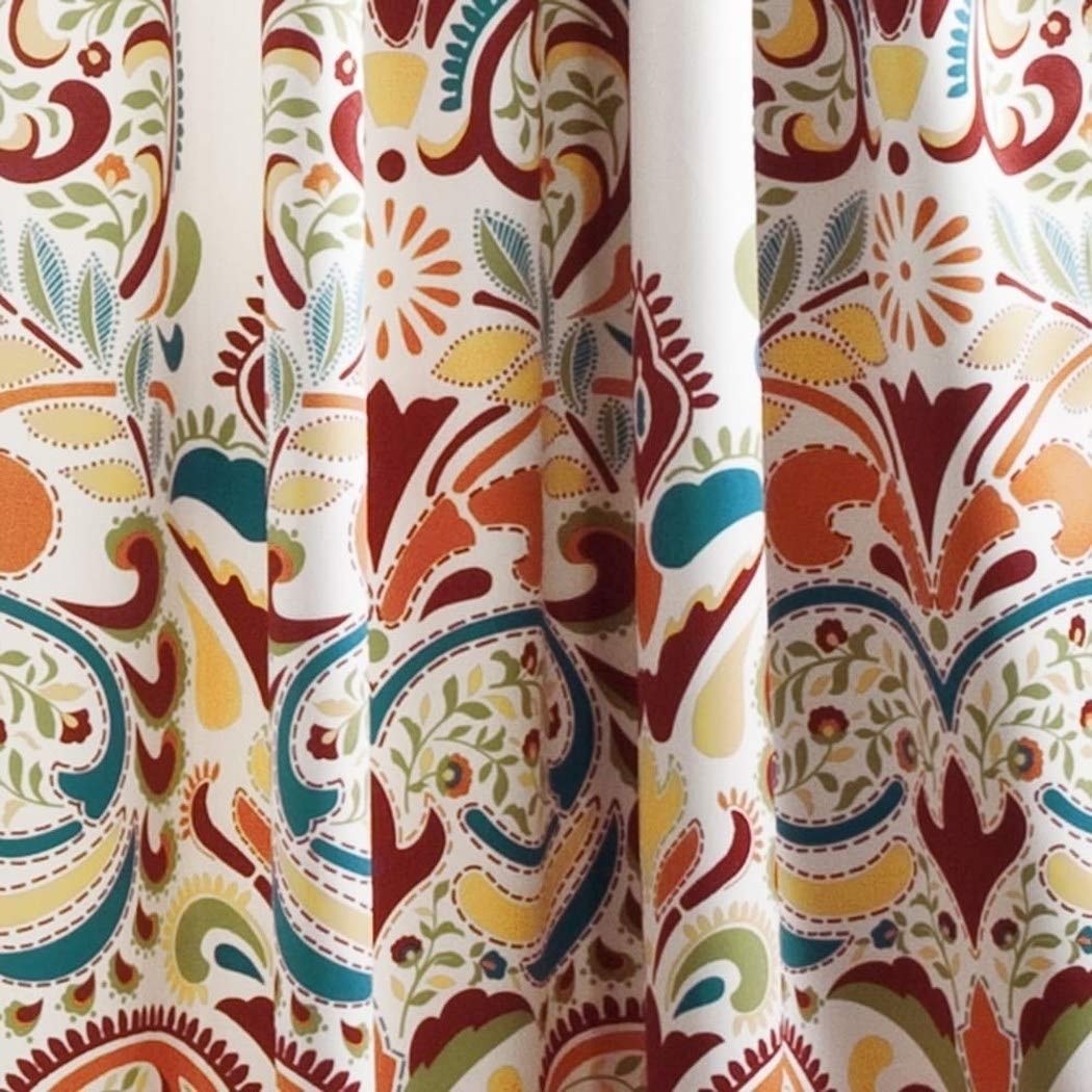 Ln 2 Piece Orange Paisley Window Curtain Set 84 Inch Red Damask Drapes Floral - Diamond Home USA