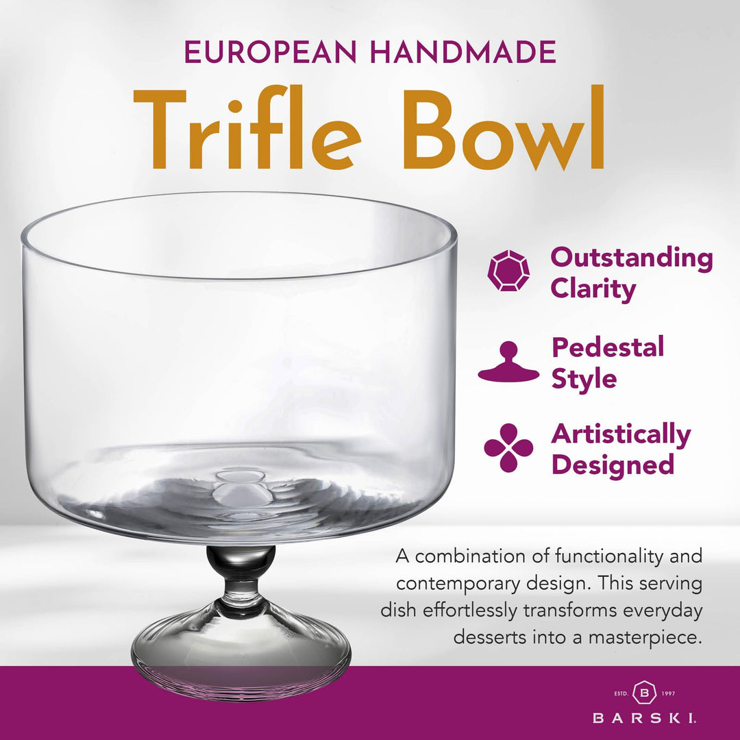 Barski European Beautiful Large 170 oz Trifle Bowl - Glass Trifle Bowl on - Diamond Home USA