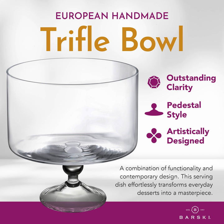 Barski European Beautiful Large 170 oz Trifle Bowl - Glass Trifle Bowl on - Diamond Home USA