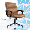 Click365 Transform 3.0 Extra Comfort Ergonomic Mid Back Channel Stitching Desk Cognac Bonded Leather