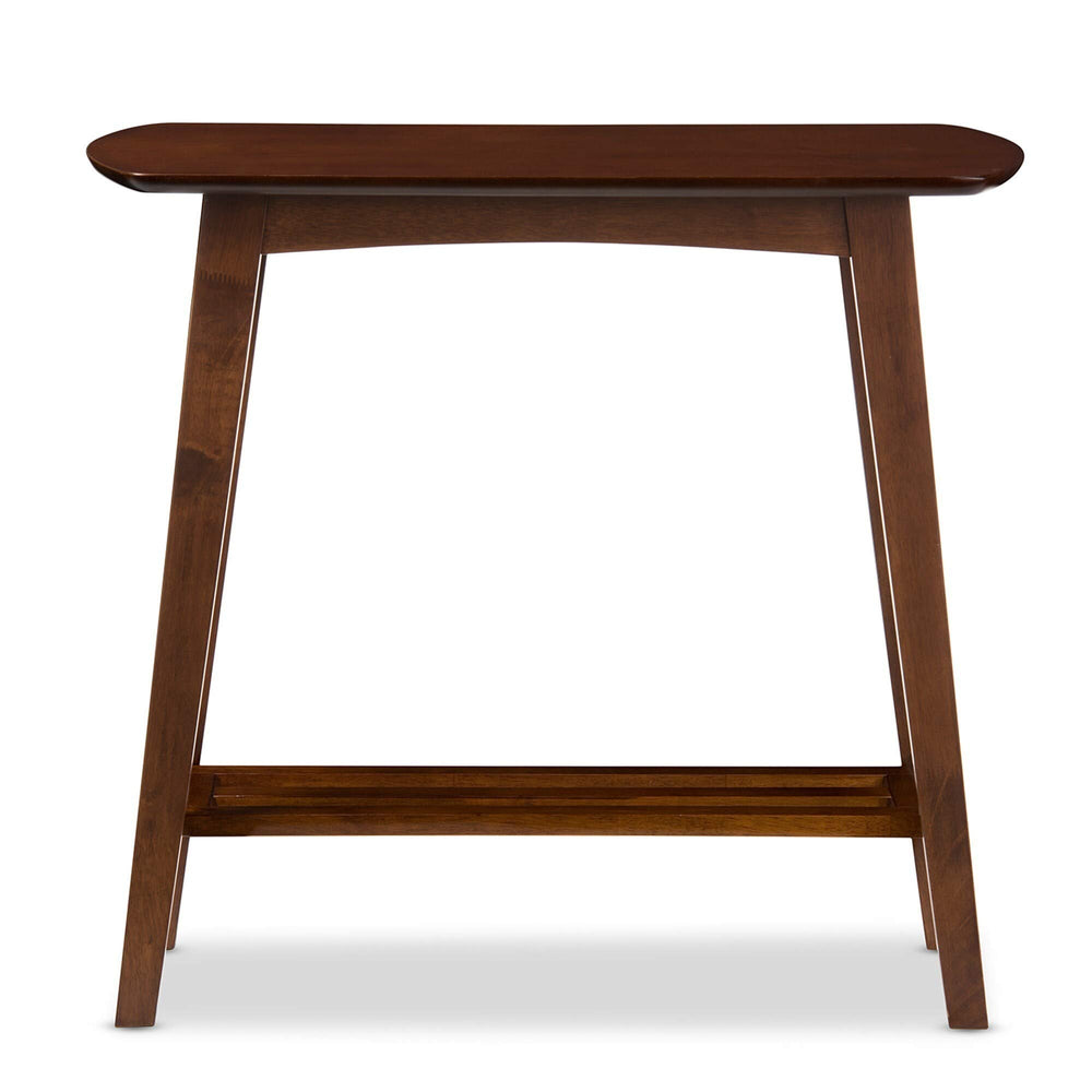 Mid-Century Brown Console Table Modern Rectangle MDF Rubberwood Wood Walnut - Diamond Home USA