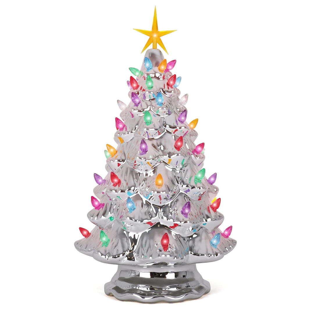 Silver Ceramic Christmas Tree - Diamond Home USA