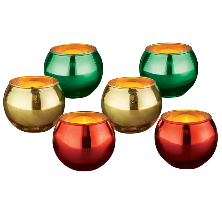 Red Green Ornament-Shaped Candle Holders Set 6 X
