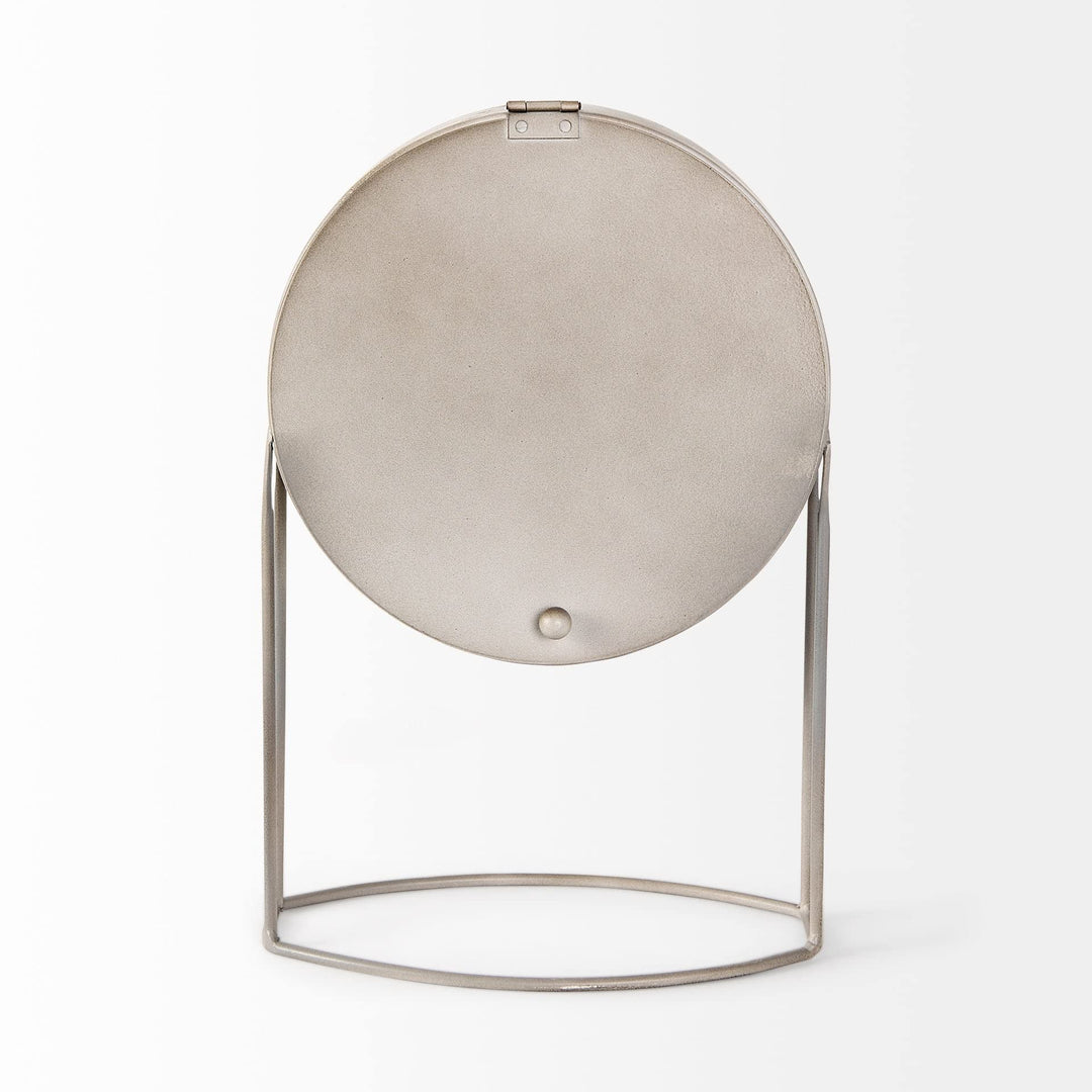 Matte Grey Metal Table Clock 7.8" w X 4.7" d 12.4" h Round - Diamond Home USA