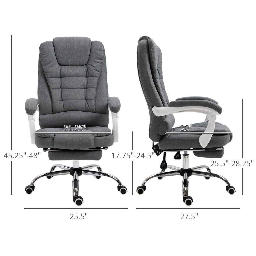 High-Back Executive Office Chair with Footrest Linen-Fabric Computer Padded - Diamond Home USA