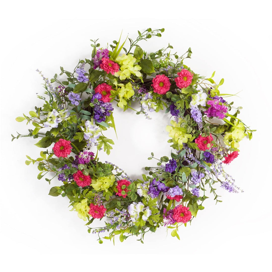 Mixed Floral Wreath 24" d Green Plastic
