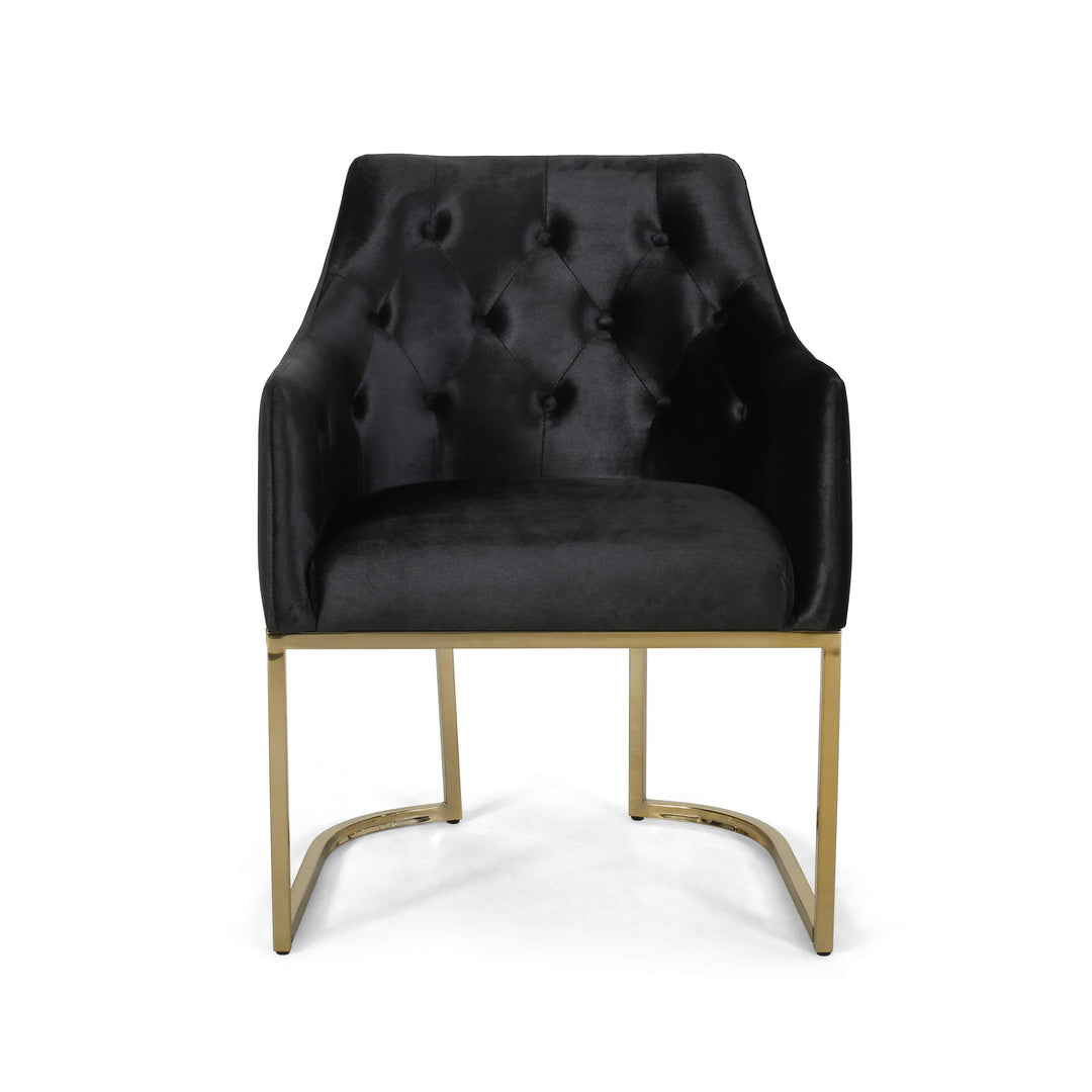 Christopher Knight Home Fern Modern Tufted Glam Accent Chair with Velvet Black, Gold