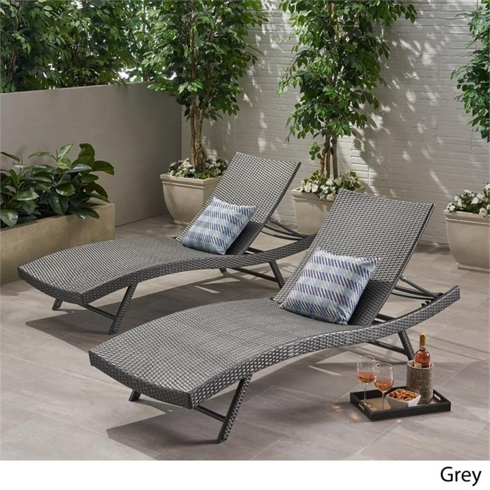 Christopher Knight Home Arthur|Outdoor Wicker Chaise Lounges|Set of 2|in Grey - Diamond Home USA