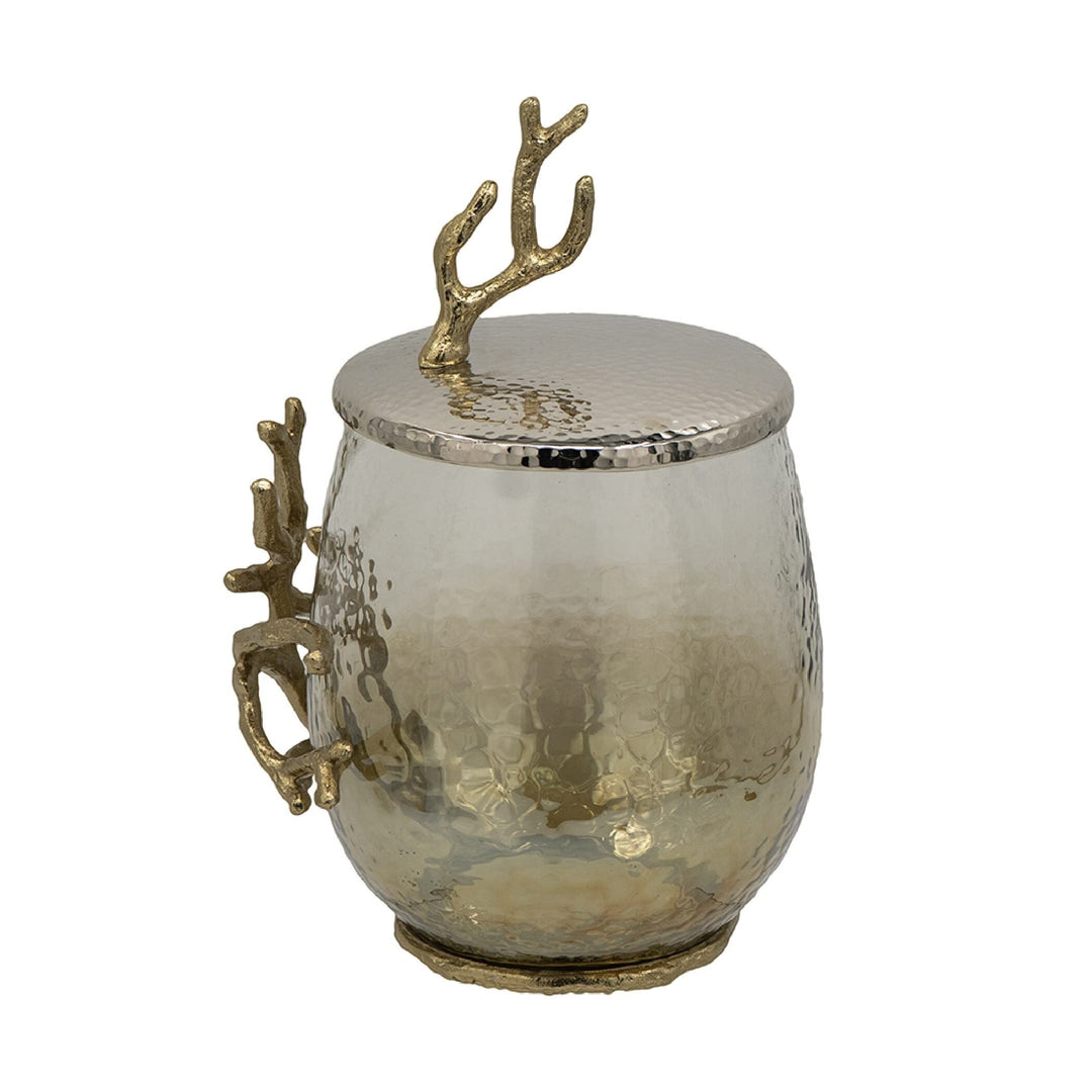 Branch Lidded Jar Gold/Clear/Silver Clear Gold Silver Transitional Glass