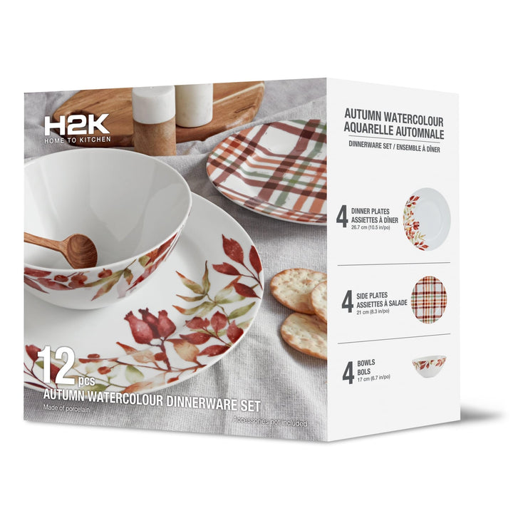 12-piece Kitchen Dinnerware Set Plates Dishes Bowls Service For 4 12"l X 16"w - Diamond Home USA