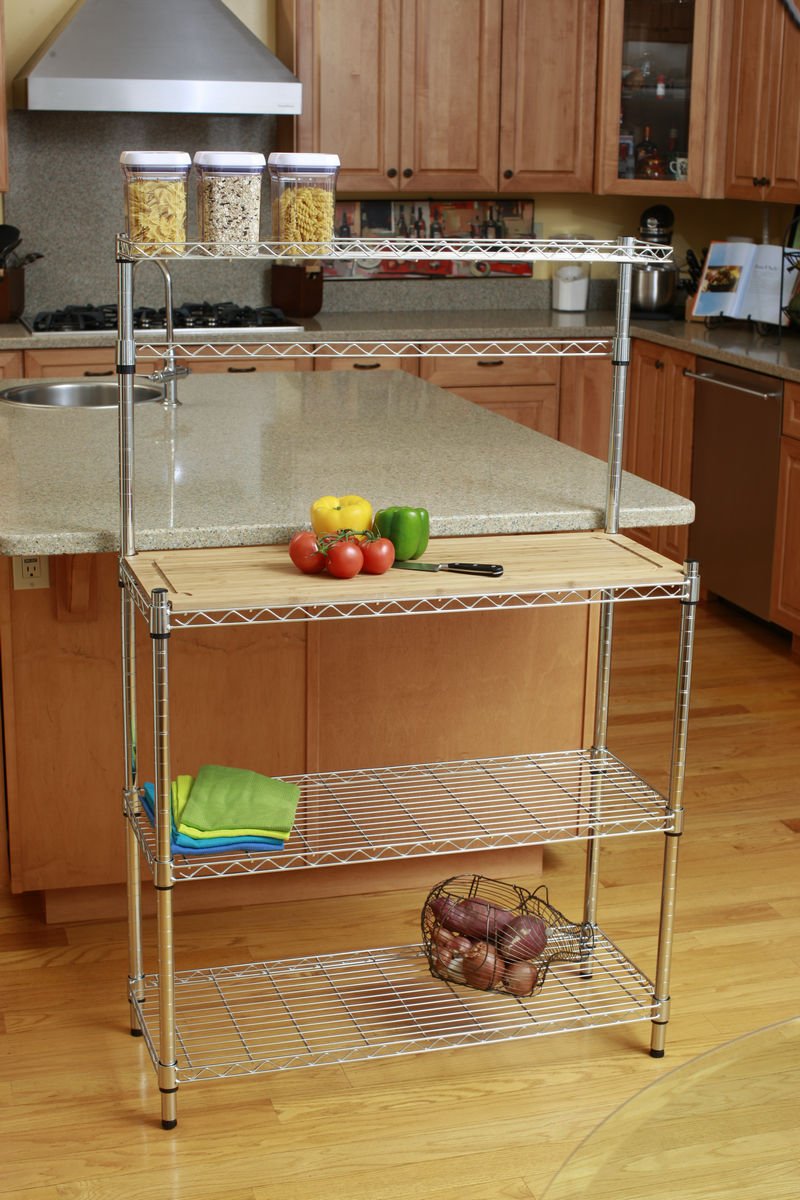 TRINITY EcoStorage Bakers Rack and Pantry Organizer with 3 Shelves Removable - Diamond Home USA