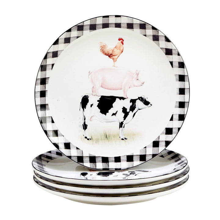 16-piece Dinnerware Set Service For 4 Black Multi Color White Animal Casual - Diamond Home USA